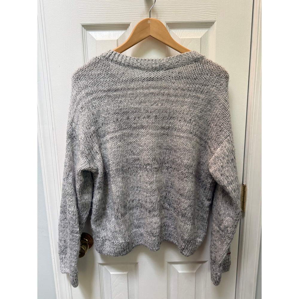 Pink Victoria's Secret Grey Marl Chunky Knit V-back Sweater Large 402868-5RQ